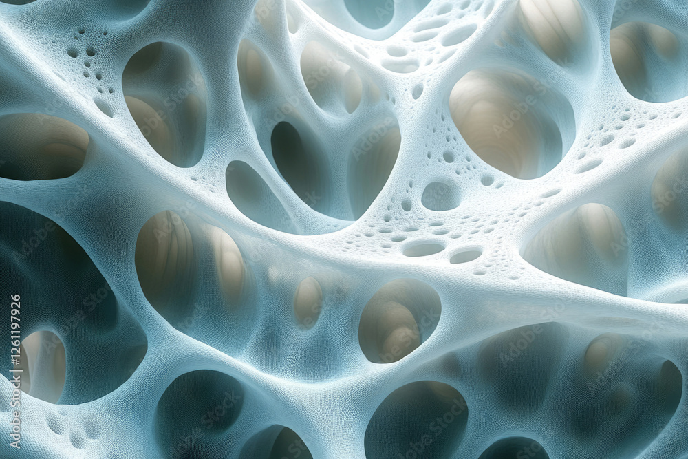 Poster Abstract representation of trabecular bone structure, showcasing its intricate network of interconnected spaces.