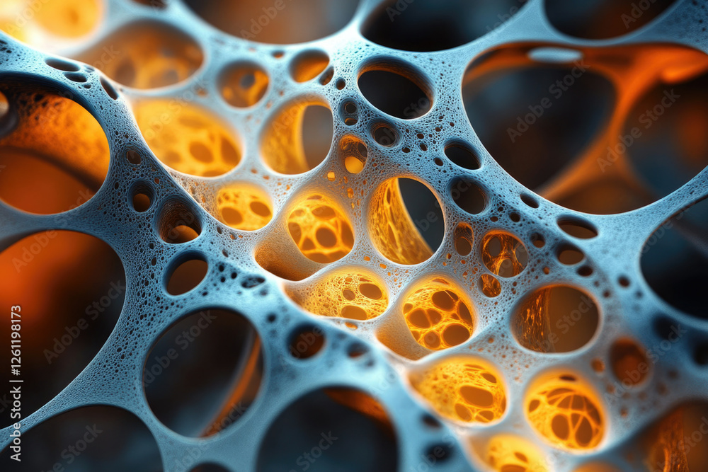 Aufkleber abstract 3d render of a porous, interconnected structure with glowing orange accents.