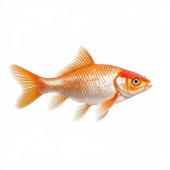 Vibrant Goldfish Swimming Gracefully in a Bright White Background