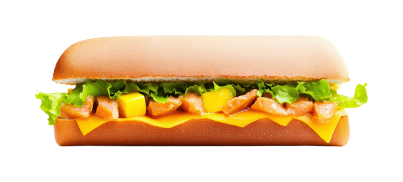 Tasty gourmet chicken sandwich fast food isolated on transparent background