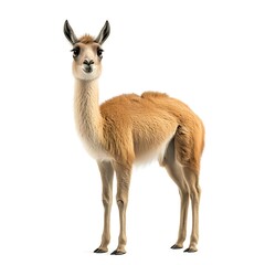 Obraz premium Guanaco standing, white background, South America, wildlife