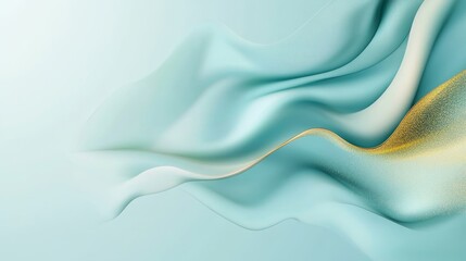 Obraz premium Elegant Flowing Fabric Textures in Soft Mint and Gold Tones
