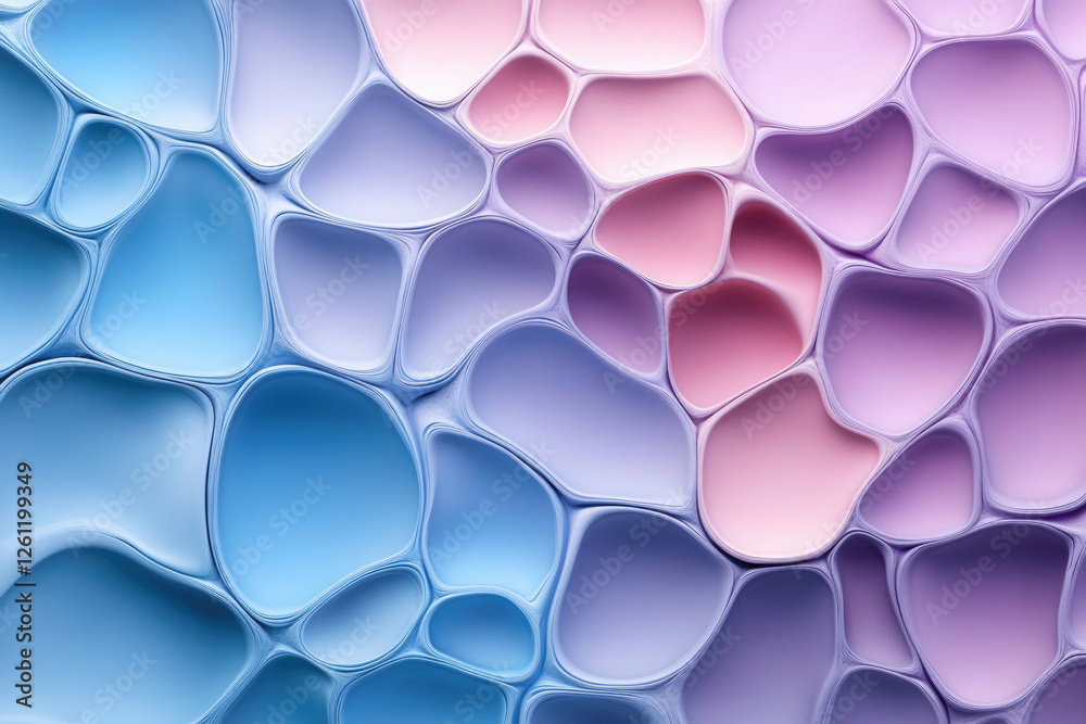 Poster Abstract pastel-colored shapes interlock, creating a mesmerizing, textured pattern.