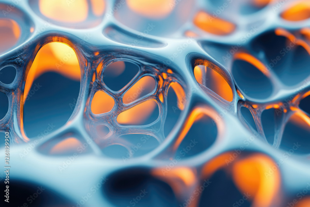 Poster Abstract 3D rendering of a complex, interconnected network with glowing orange accents.