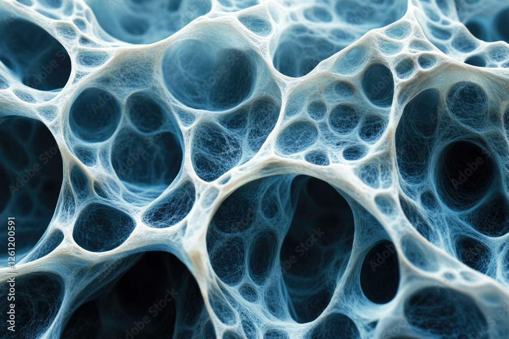 Poster Intricate network of interconnected spaces resembling a porous structure or spongy bone.