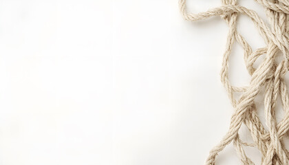 Frayed rope at breaking point on white background, banner design. Cheating concept