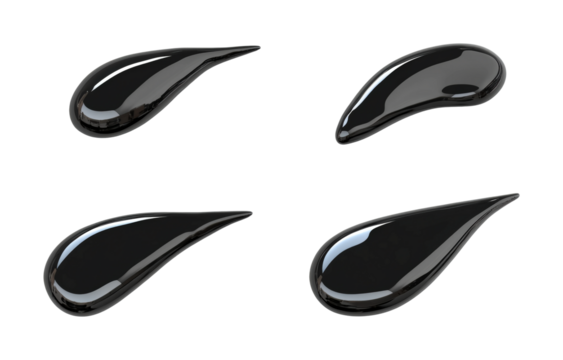 Studio product black droplets visual appeal isolated on transparent background