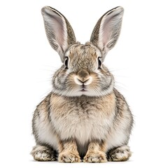 Cute bunny rabbit sitting, white background, Easter, pet