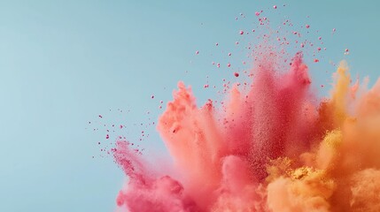 Colorful powder explosion in the sky during a festive celebration