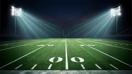 Night Football Stadium Lights, Field, Gridiron, Game, Sport
