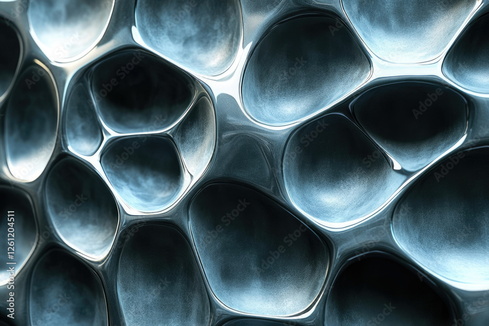 Aufkleber abstract metallic surface with a textured, organic, bubble-like pattern.
