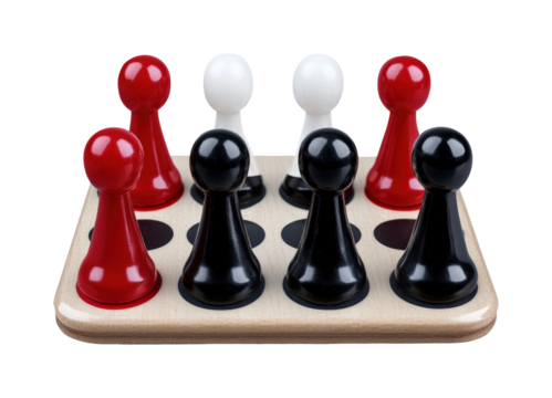 Strategic game pieces board concept isolated on transparent background