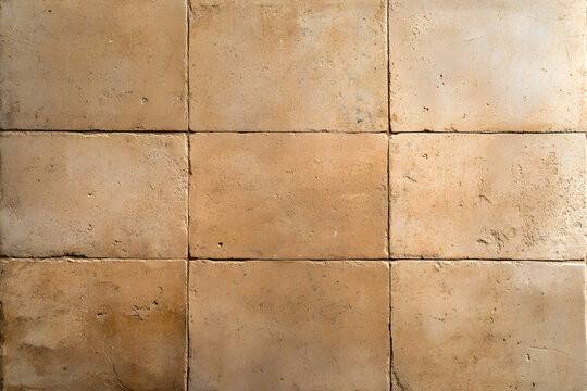 Earthy terracotta tiles form a rustic grid, showcasing warm tones and subtle textures. A visually appealing surface with a natural and artisanal feel.