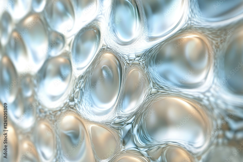 Poster abstract image depicting a flowing, metallic, organic texture with light and shadow interplay.