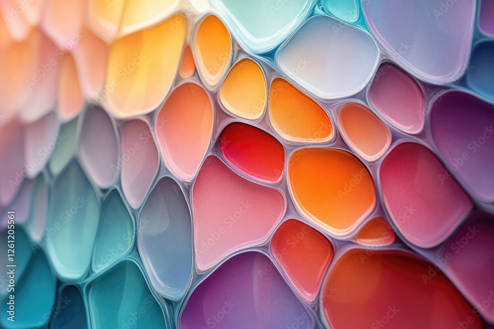 Poster abstract art showcasing a mesmerizing blend of pastel colors forming an interconnected, organic patt