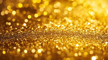 Golden Glitter Texture Sparkling Background Festive Luxurious Shimmering Bright Golden Bokeh Lights Abstract Design Elegant Party Celebration Shiny   