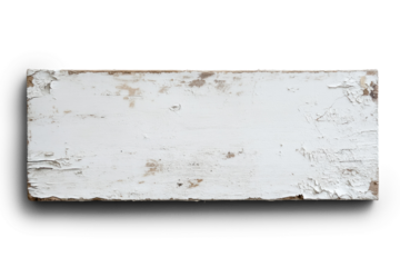 This straight flat piece of white wood shows signs of wear and could be ideal for various rustic decor or DIY craft projects around the home