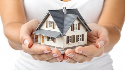 Dream Home Ownership Safe Hands Holding Small House Model