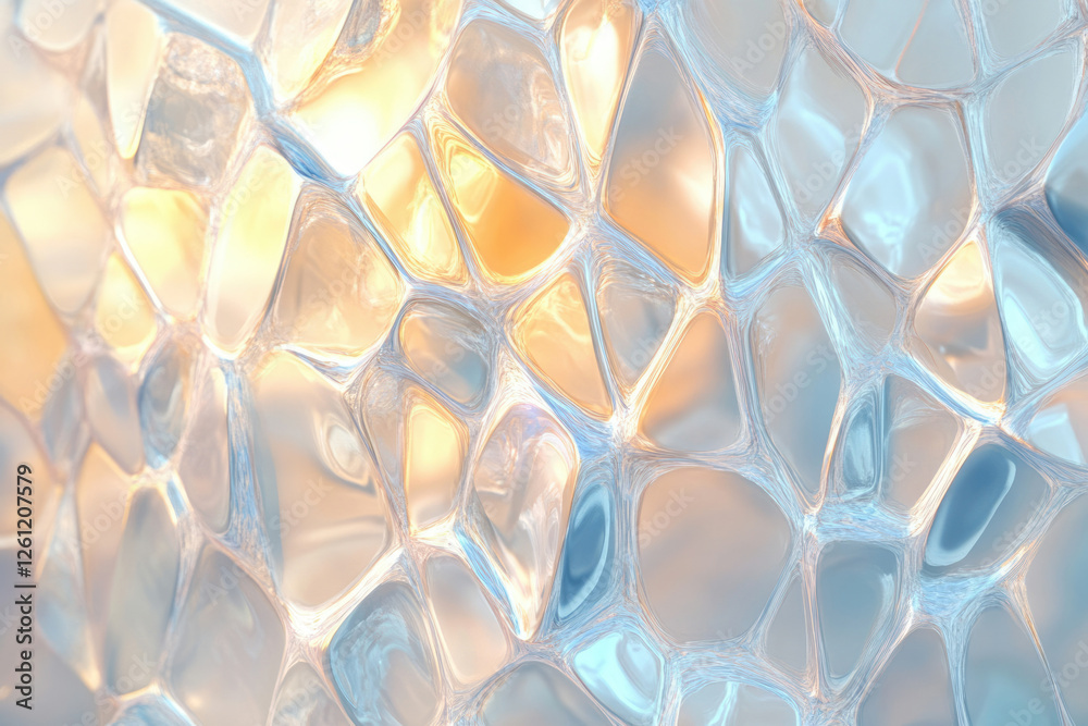Aufkleber abstract image of interconnected, glossy, pastel-colored shapes resembling a network or cellular str