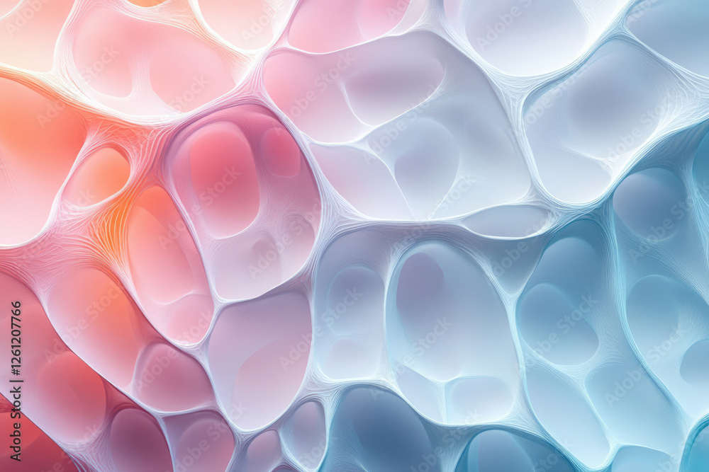 Aufkleber Abstract background with interconnected pastel-colored organic shapes creating a mesmerizing and dreamy visual.