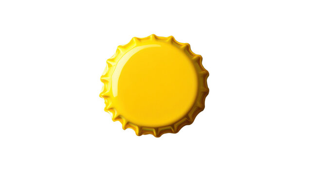 Yellow metal bottle cap isolated on transparent background