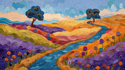 festive landscape Neo-Expressionism --no freckles