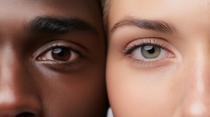 Fototapeta premium Close-up view of diverse human eyes highlighting different colors and textures in daylight