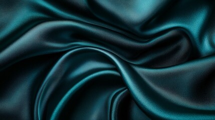 Obraz premium Teal Silk Fabric Draped in Elegant Waves