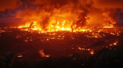 Massive Infernal Blaze Engulfs Industrial Complex At Night
