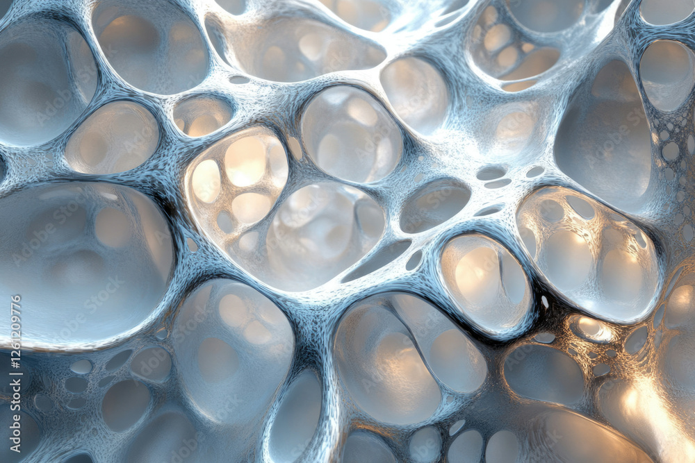Fototapete abstract 3d rendering of a porous, interconnected structure resembling a network or sponge.