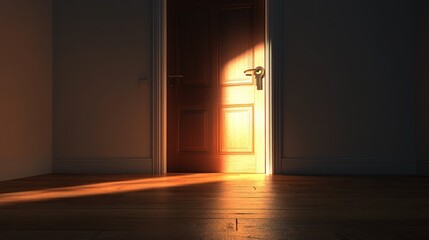 Interior room, open door, sunlight, illuminating dark space