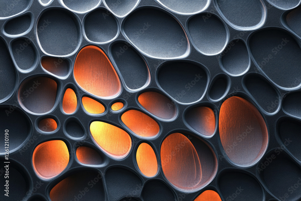 Poster Abstract 3D rendering of an interconnected network of organic, glowing shapes.