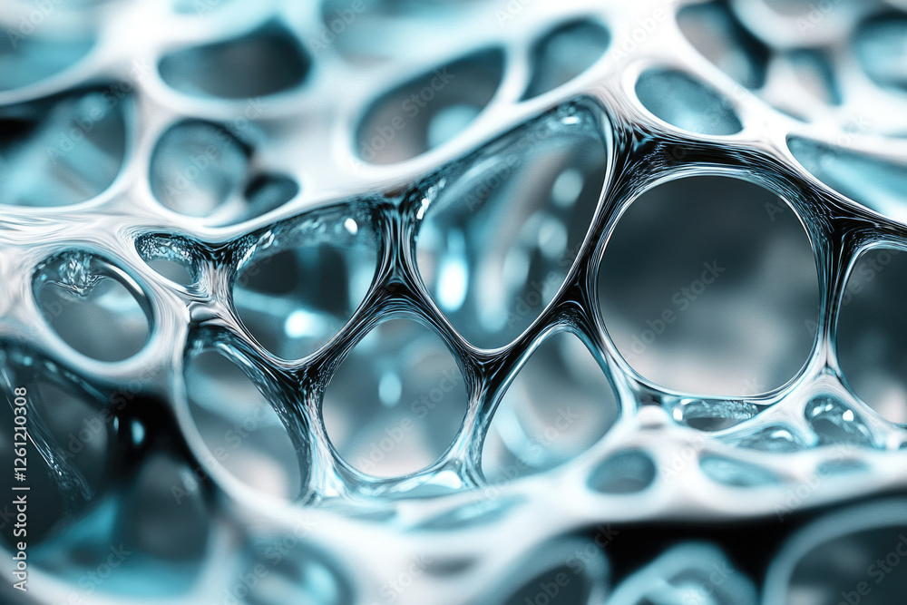 Aufkleber Abstract image of a complex, interconnected network resembling a futuristic material or biological structure.