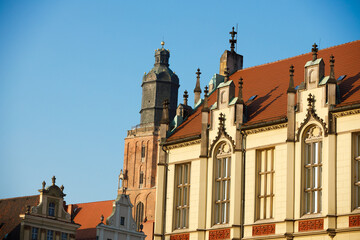 St Elizabeth's Church Tower and Market Square buildings - Wroclaw, Poland