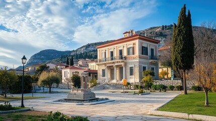 Naklejka premium Historical Edifice of the Archaeological Museum in Syntagma Square, Nafplio, Greece: A Landmark of European Architecture