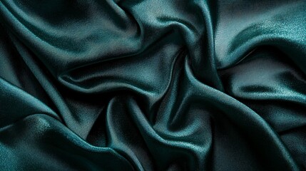 Fototapeta premium Dark Teal Silk Fabric Draped Luxuriously