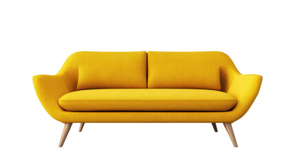 Fototapeta premium Modern yellow sofa isolated on transparent background for interior design projects