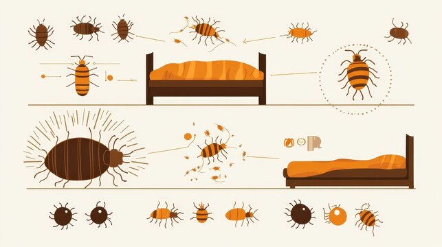 Bed bug life cycle stages illustrated.