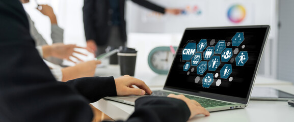 Customer relationship management system on modish computer for CRM business and enterprise