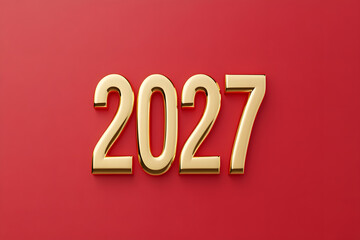 Golden '2027' on Red Background