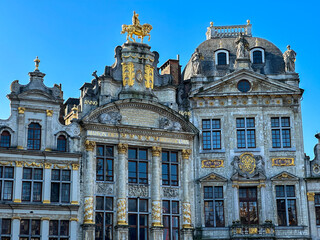 Fototapeta premium Historical buildings along Grand Place in central Brussels, Belgium
