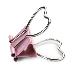 Heart shaped binder clip isolated on white