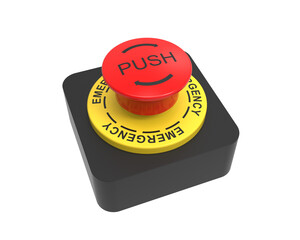 Red emergency stop button isolated on transparent background PNG