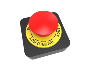 Red emergency stop button isolated on transparent background PNG