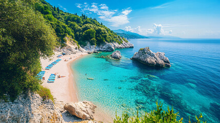 
Serene beaches with clear blue water