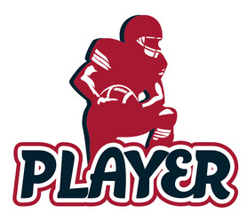 red and blue football player with ball, sport vector graphics, hockey, for street art - graffiti lettering typography - art illustration - multicolor - writen	