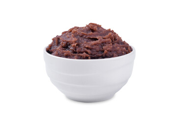 Sweet red bean paste, anko in a bowl on a white isolated background