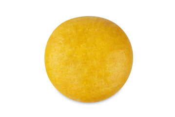 Pumpkin steamed buns with red bean paste filling on a white isolated background