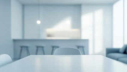 A white kitchen with a table and chairs