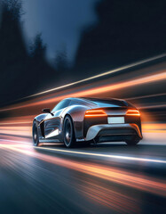 Naklejka premium sport car on the road wallpaper